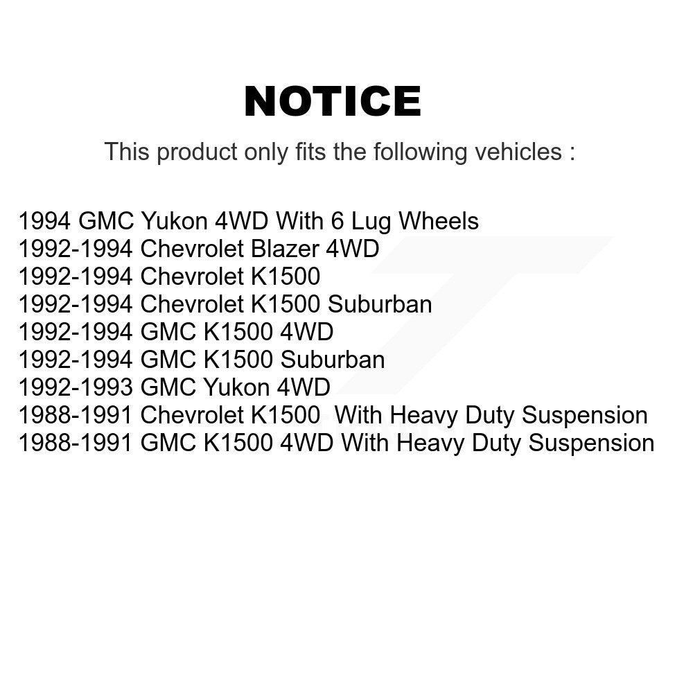 Kit de rotule et de liaison supérieure et inférieure, roulement avant, pour K1500 Chevrolet GMC Suburba