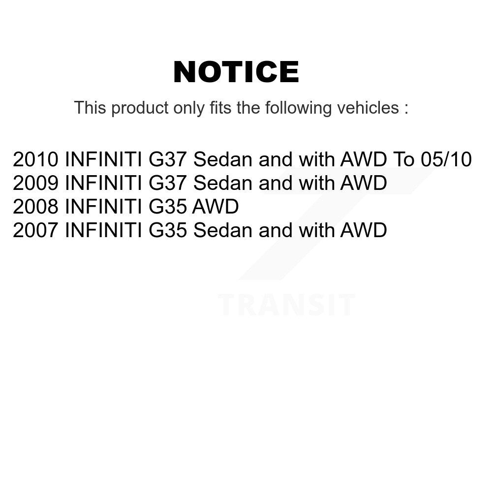 Kit de biellette et de liaison de bras de commande inférieur, roulement avant droit (5 pièces) pour INFINITI G37