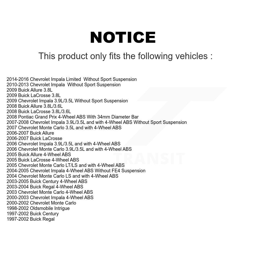 Kit de liaison de biellette de direction extérieure, roulement avant inférieur, rotule extérieure, pour Chevrolet Impala Buic