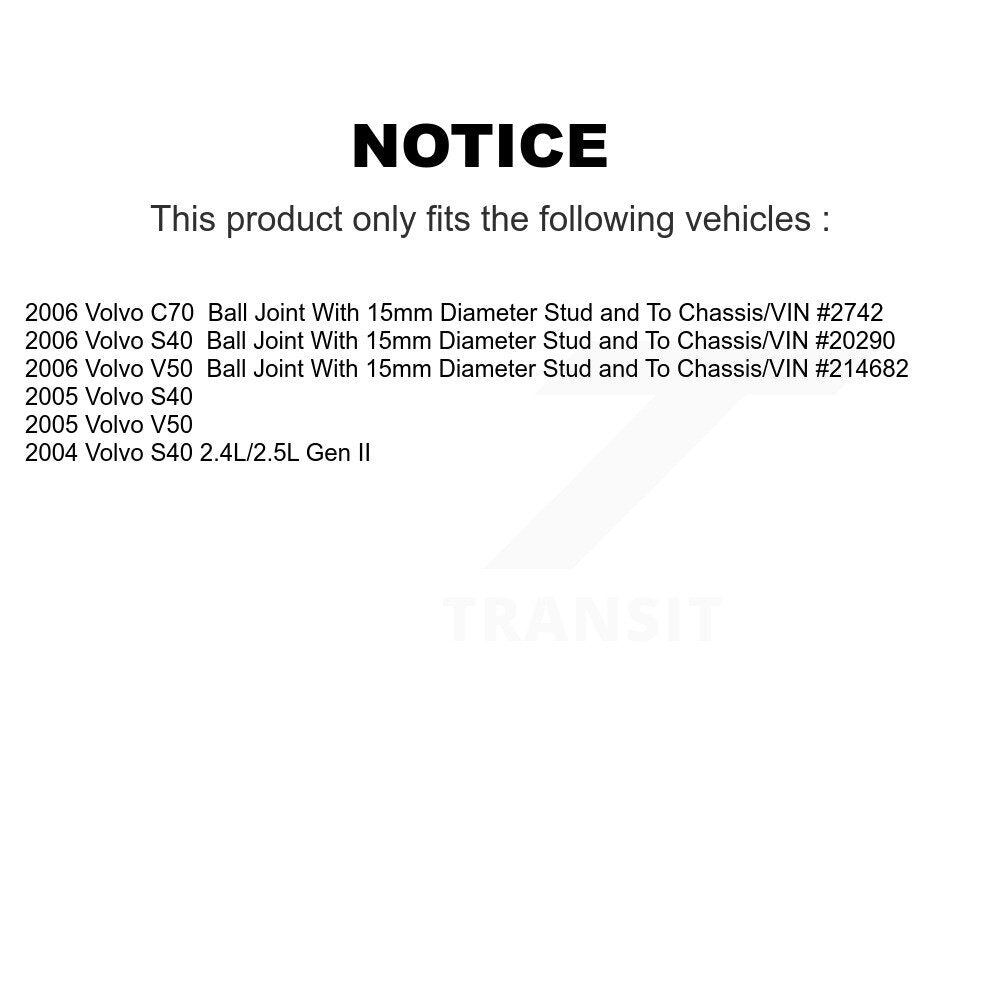 Bras de commande inférieur à roulement avant avec rotule et Kit de liaison pour Volvo S40 V50 C7