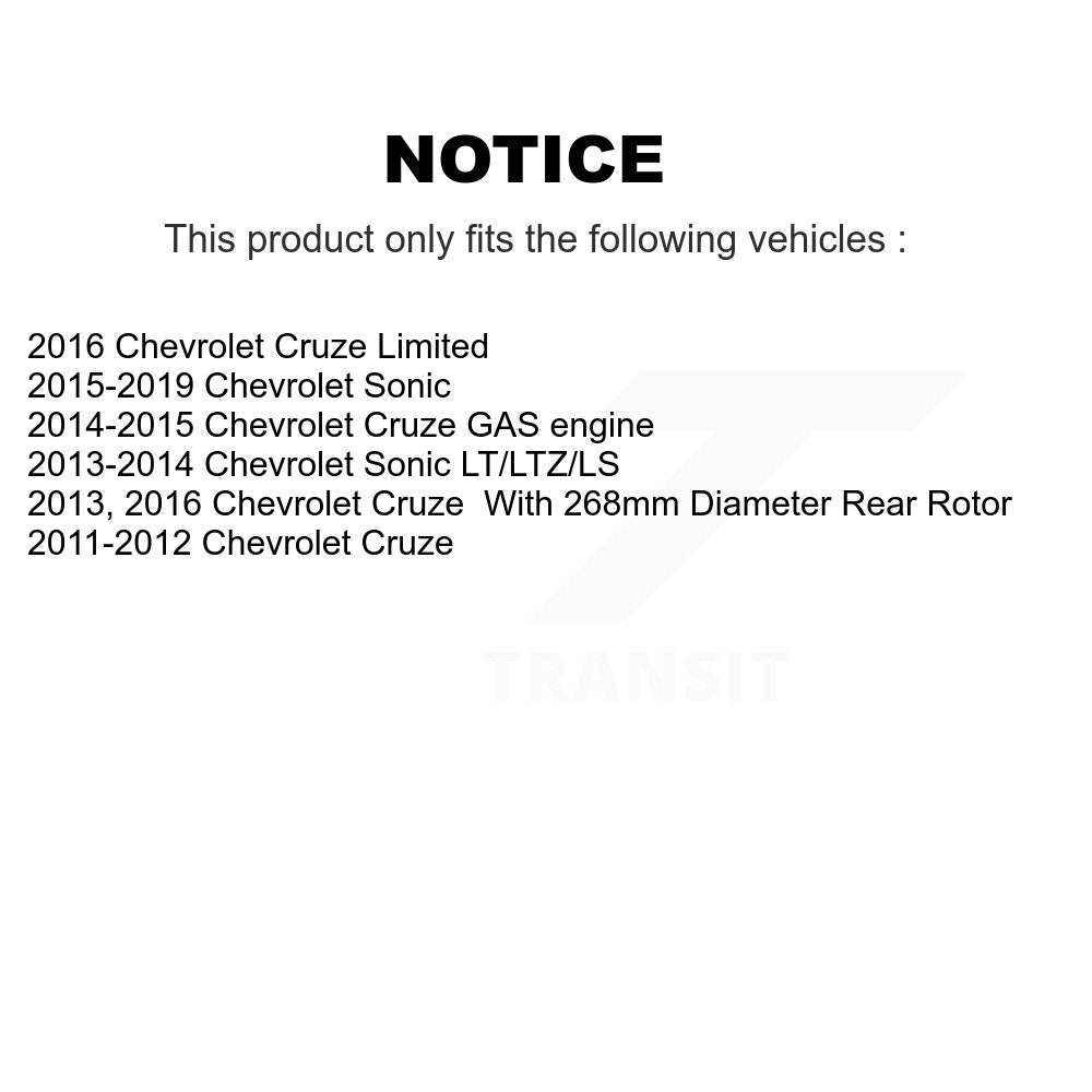 Kit de rotors de frein à disque avant et arrière, pour Chevrolet Cruze Sonic Limited K8-101050