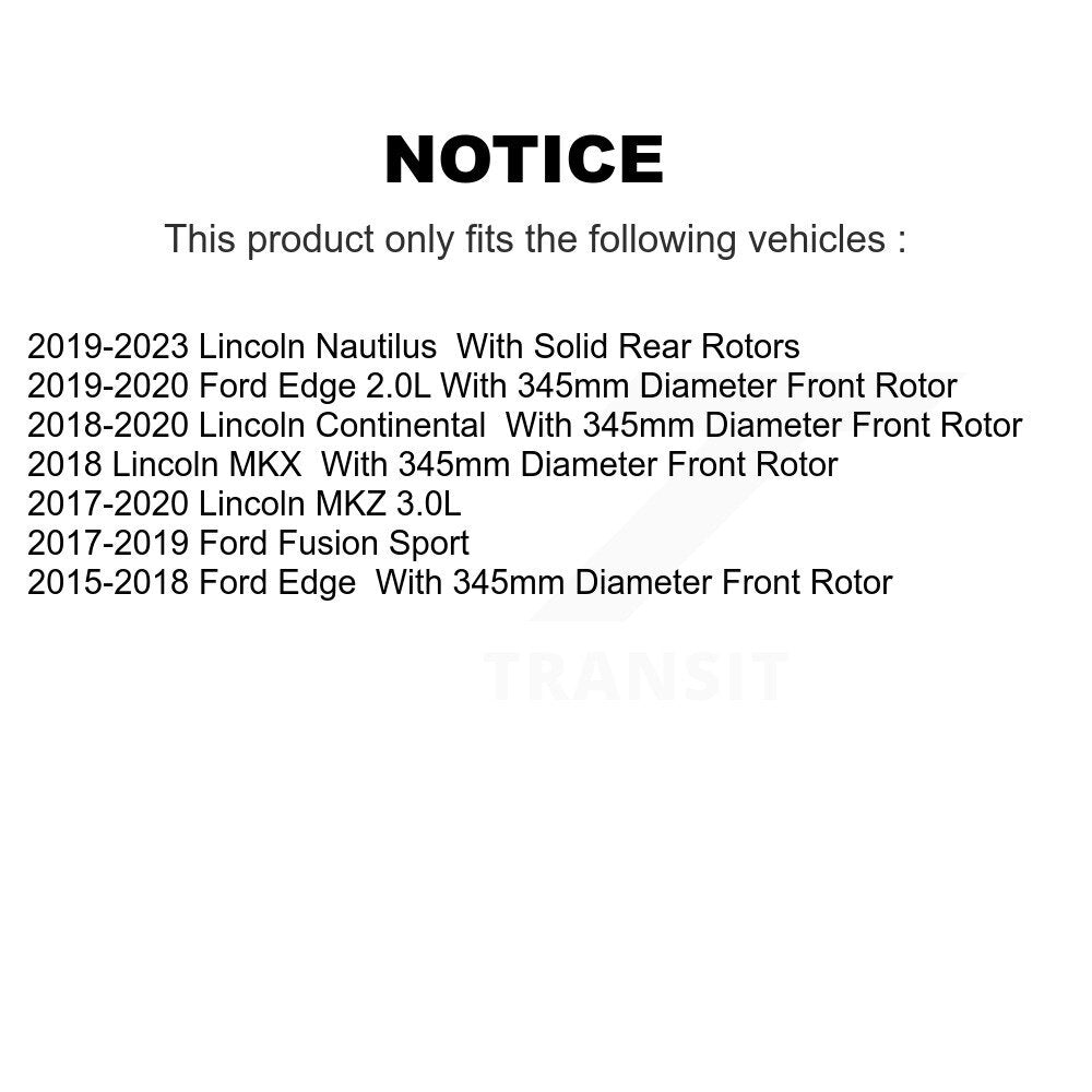 Kit de rotors de frein à disque avant et arrière, pour Ford Edge Fusion Lincoln Nautilus MKX MKZ