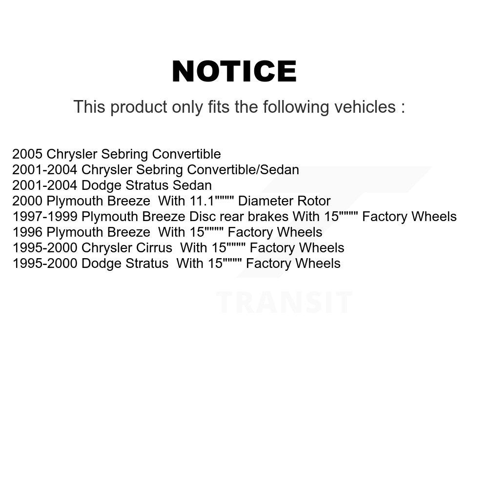 Kit de rotors de frein avant et arrière, pour Chrysler Sebring Cirrus Dodge Stratus Plymouth