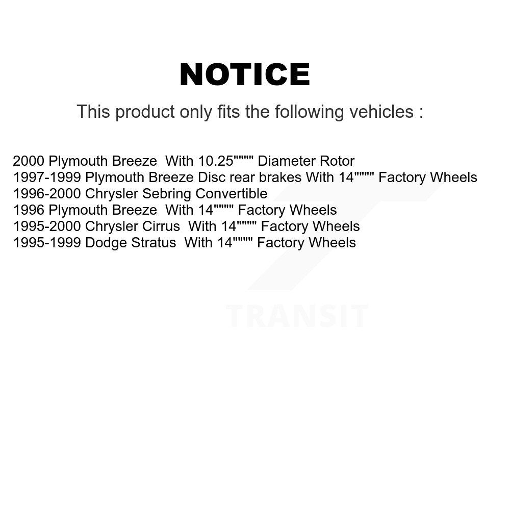 Kit de rotors de frein avant et arrière, pour Chrysler Sebring Cirrus Dodge Stratus Plymouth