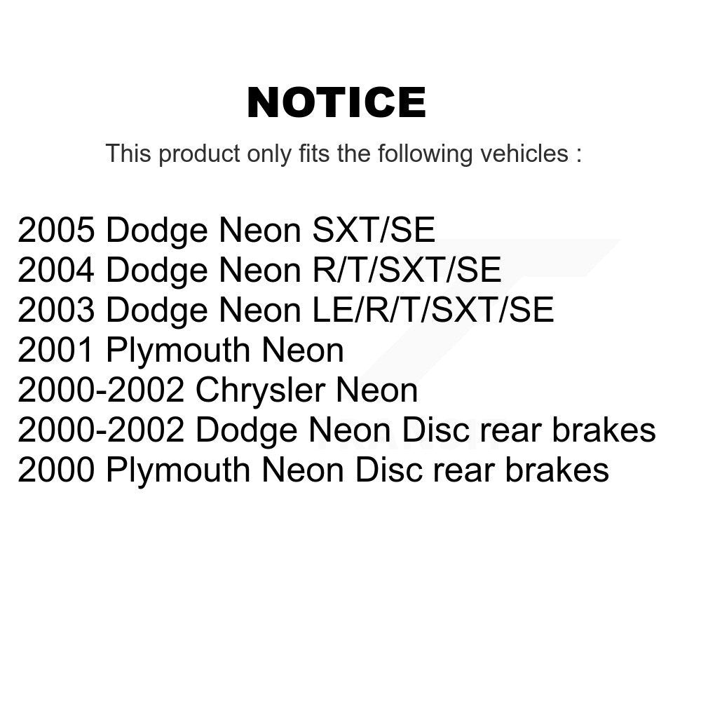 Kit de rotors de frein à disque avant et arrière, pour Neon Dodge Chrysler Plymouth K8-101172