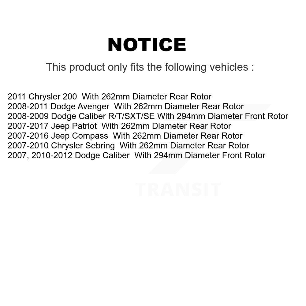 Kit de rotors de frein avant et arrière, pour Jeep Patriot Compass Dodge Caliber Chrysler 200