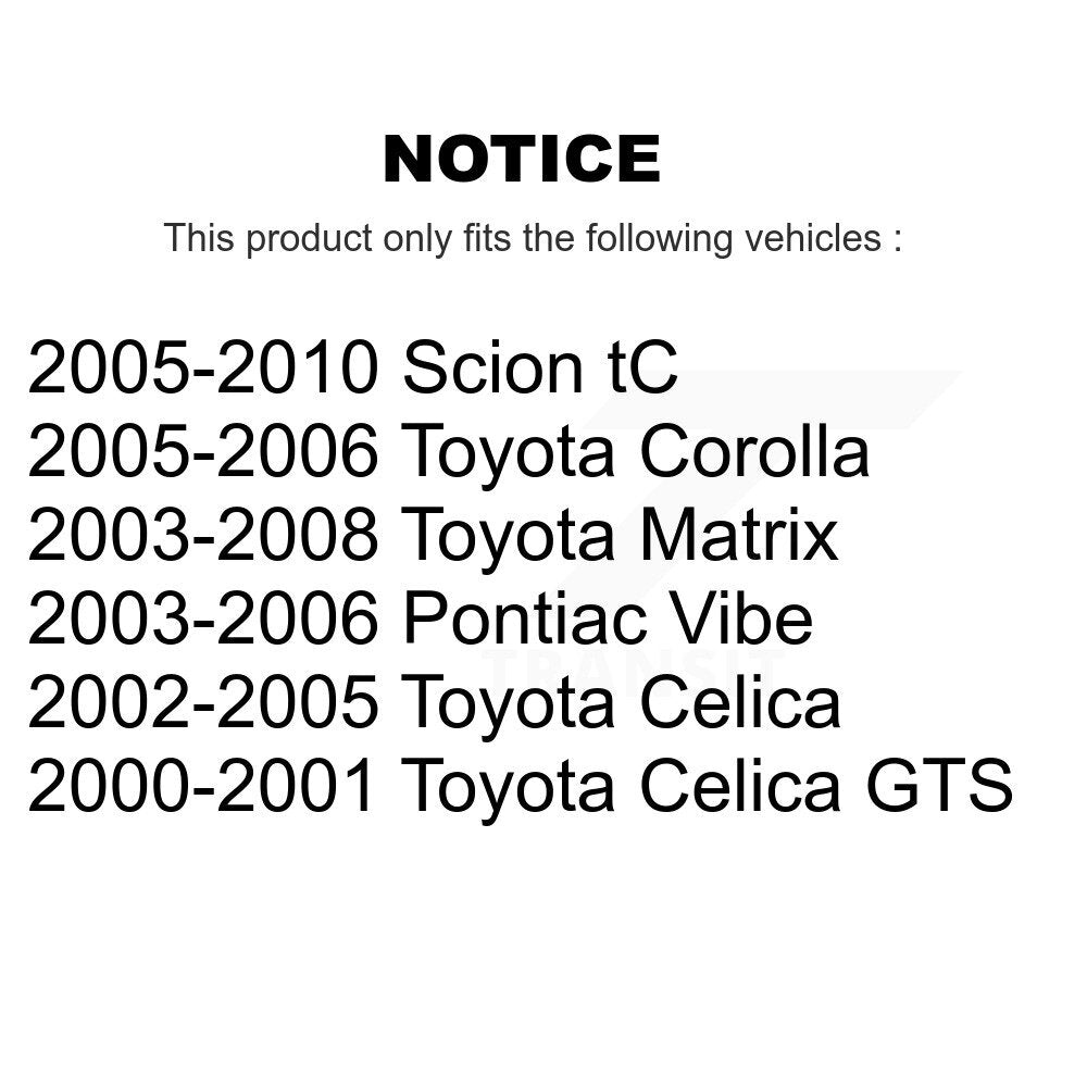 Kit de disques de frein avant et arrière, pour Toyota Matrix Corolla Pontiac Vibe Celica Scion
