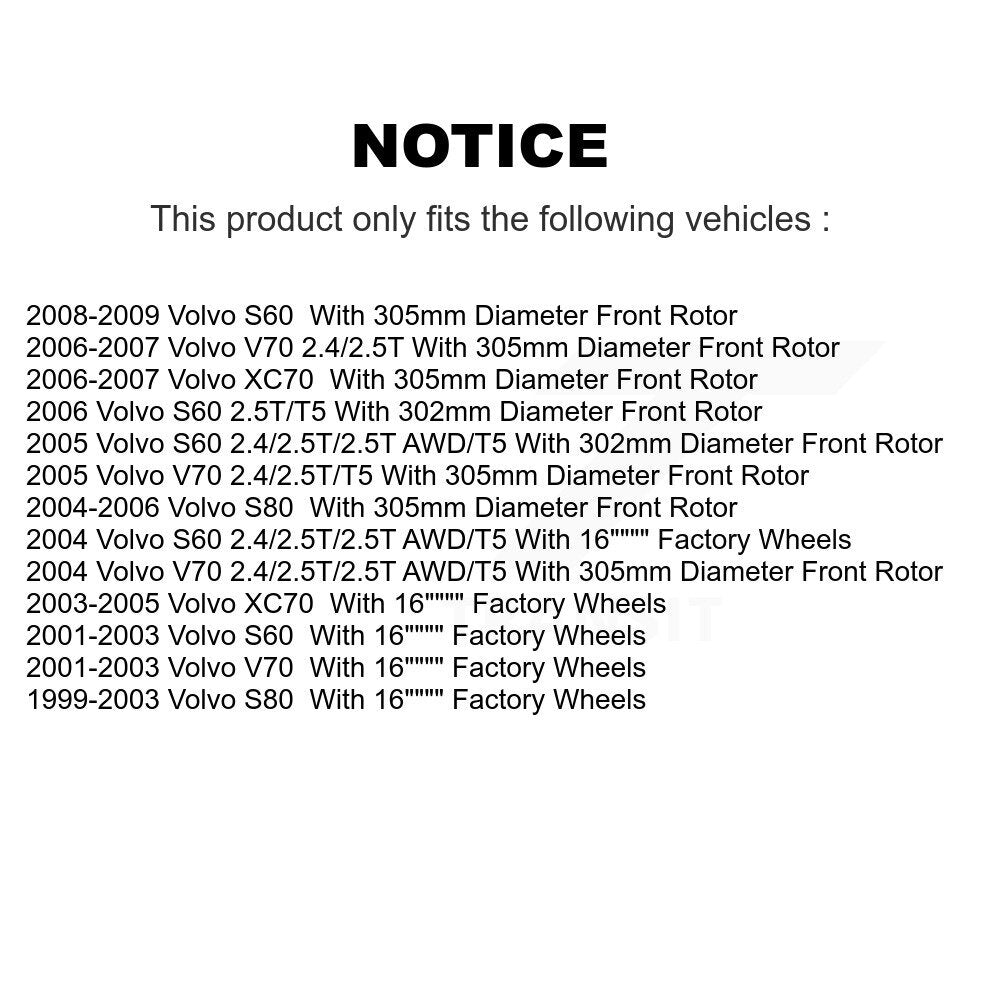Kit de rotors de frein à disque avant et arrière, pour Volvo S60 XC70 V70 S80 K8-101318