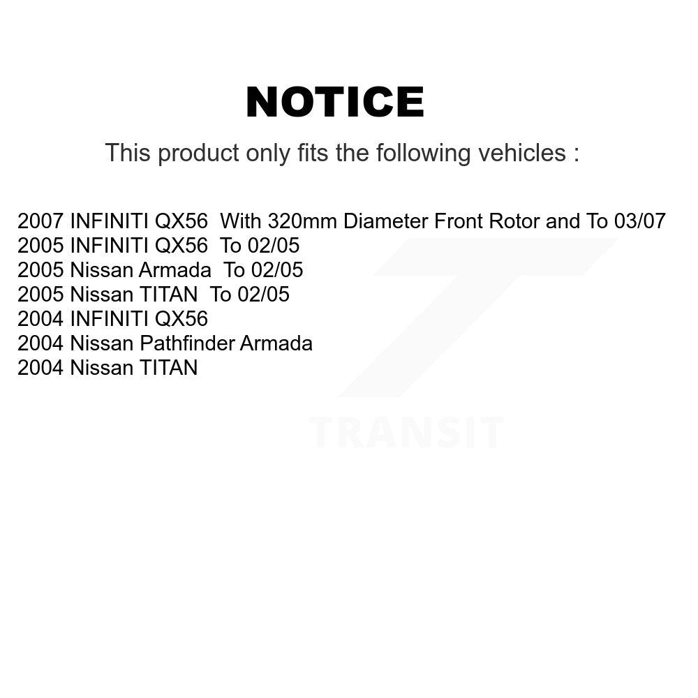 Kit de Rotor de frein à disque avant et arrière, pour Nissan TITAN INFINITI QX56 Pathfinder Armad