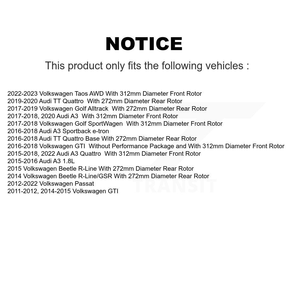 Kit de disques de frein avant et arrière, pour Volkswagen Passat Taos Audi GTI Golf SportWagen