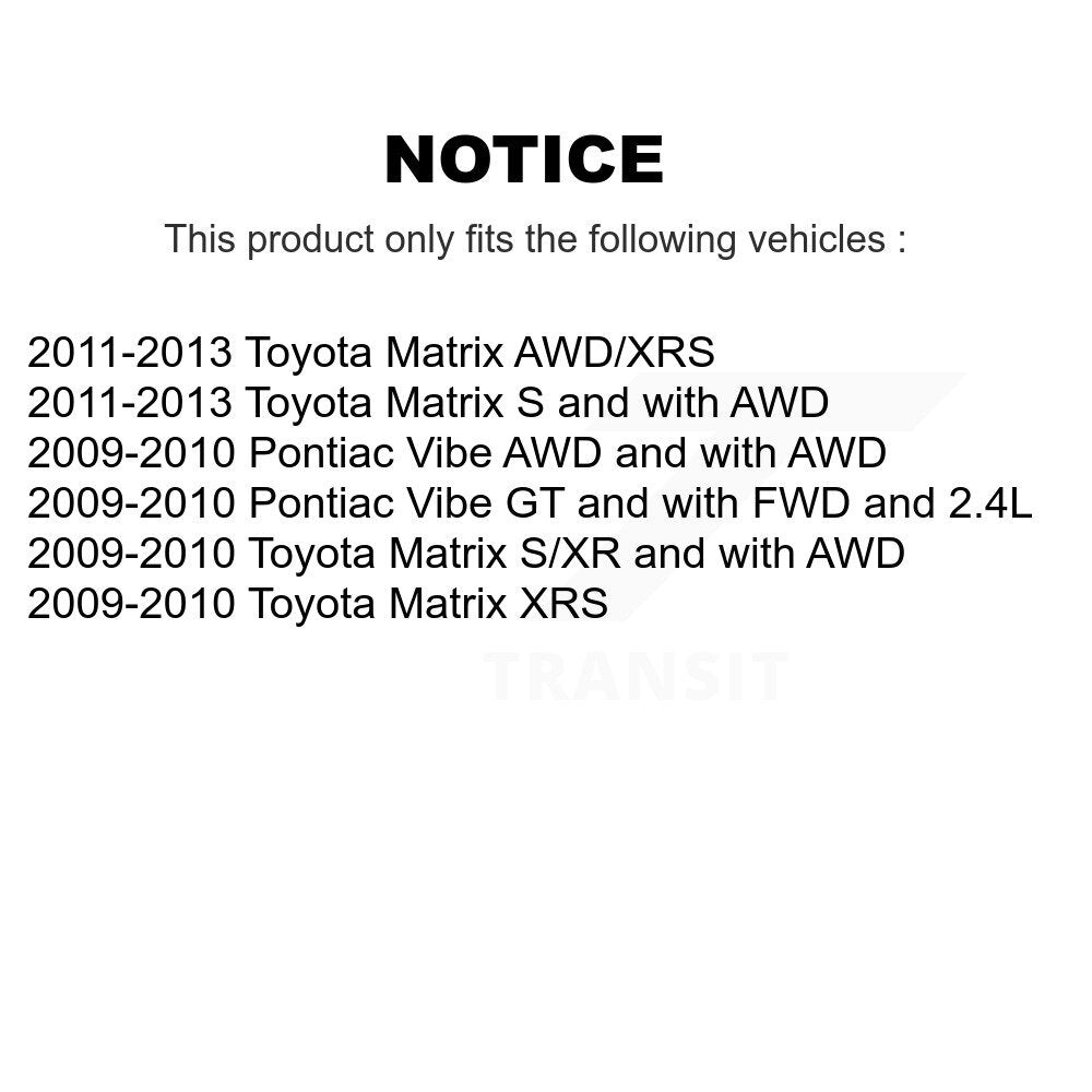 Kit de rotors de frein à disque avant et arrière, pour Toyota Matrix Pontiac Vibe K8-101453