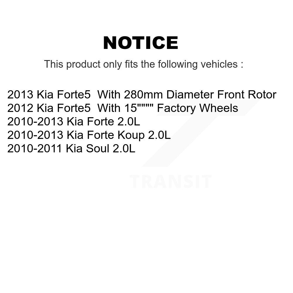 Kit de rotors de frein à disque avant et arrière, pour Kia Forte Soul koup Forte5 K8-101569