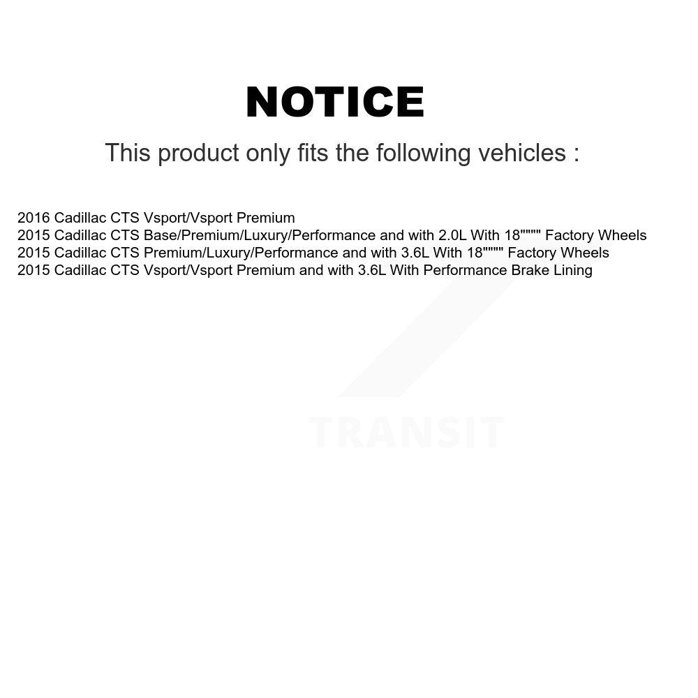 Kit de disques de frein à disque avant et arrière pour Cadillac CTS K8-101666