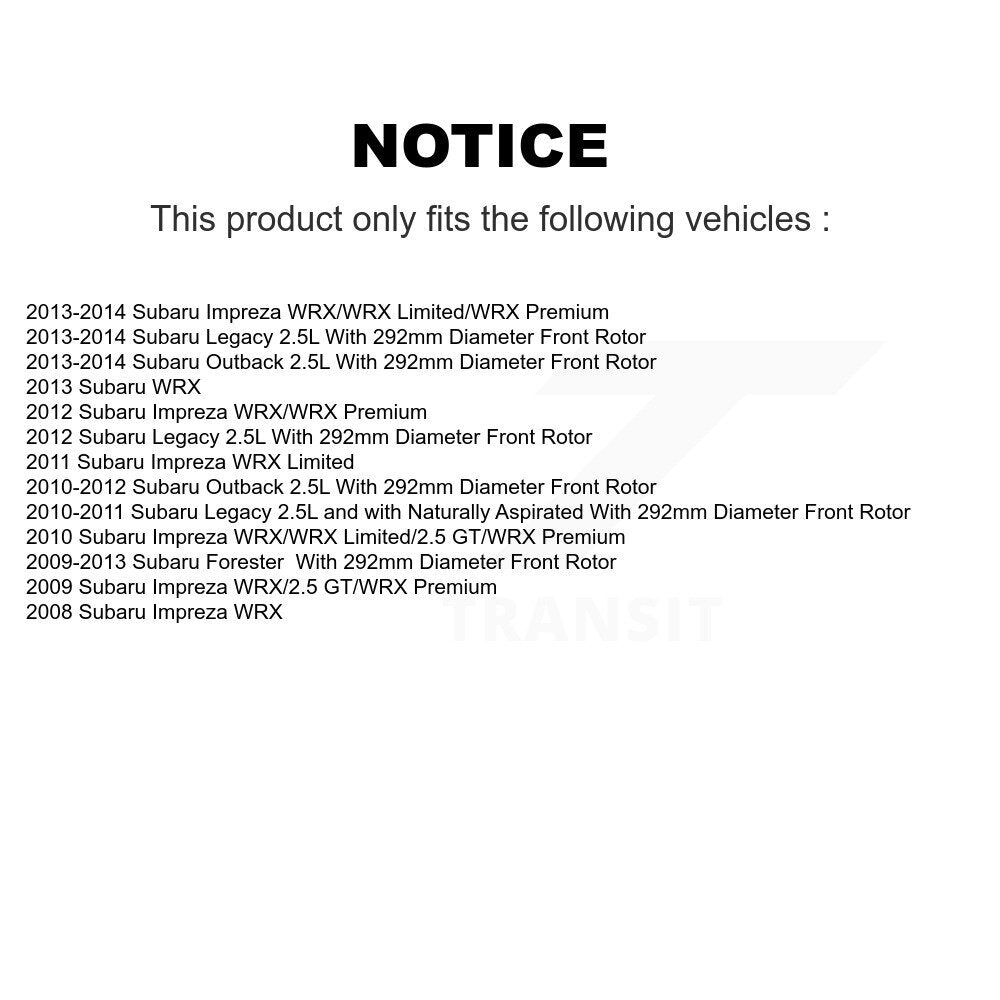 Kit de rotors de frein à disque avant et arrière, pour Subaru Impreza Forester Outback Legacy WRX