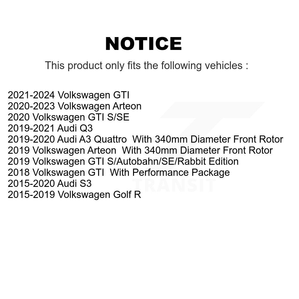 Kit de rotors de frein à disque avant et arrière, pour Volkswagen Audi GTI Q3 Golf R Arteon S3 A3