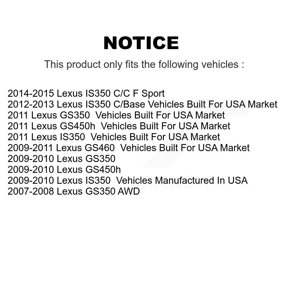 Kit de rotors de frein à disque avant et arrière, pour Lexus IS350 GS350 GS450h GS460 K8-101824