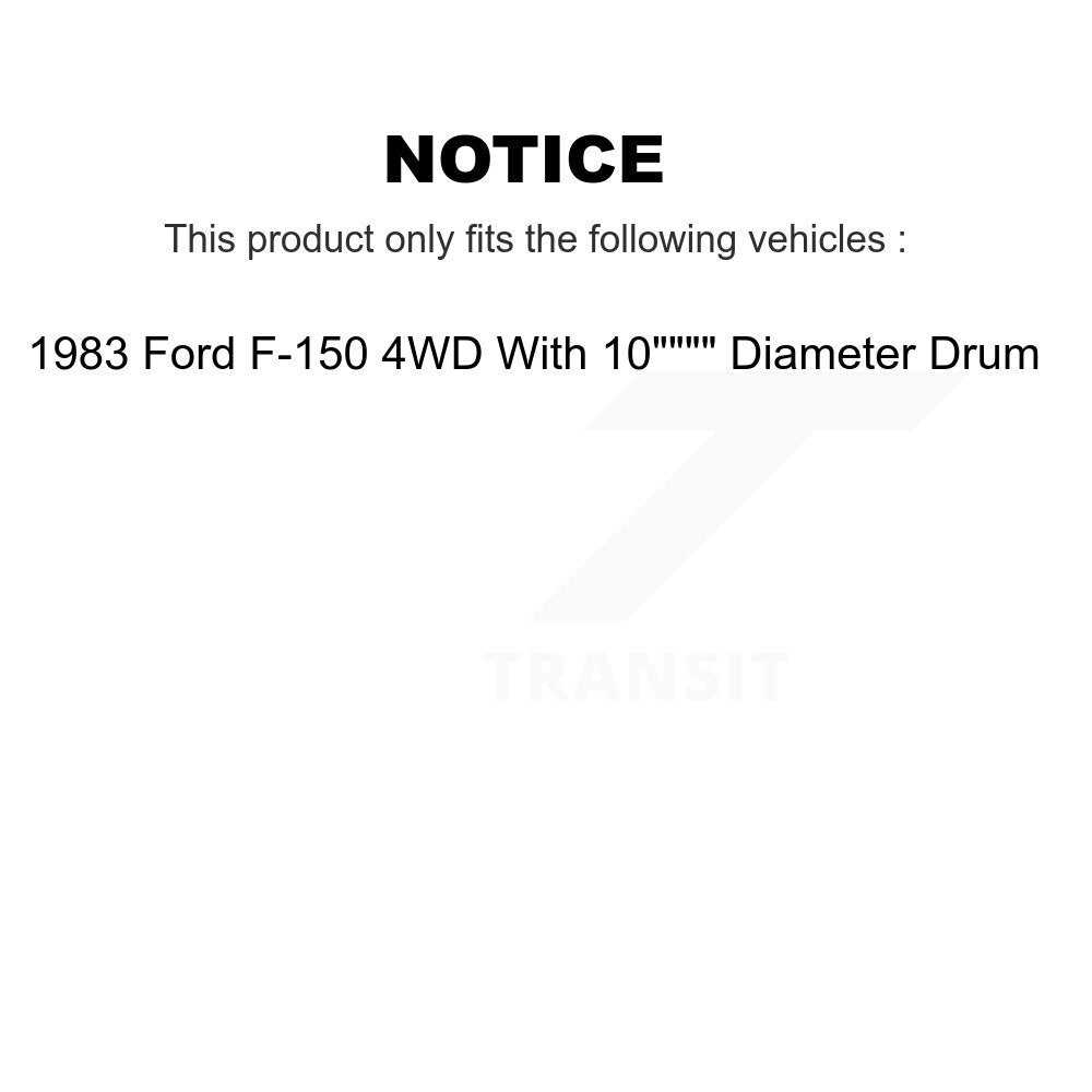 Kit de tambours de rotors de frein avant et arrière pour Ford F-150 4WD 1983 avec Dru de 10 pouces de diamètre