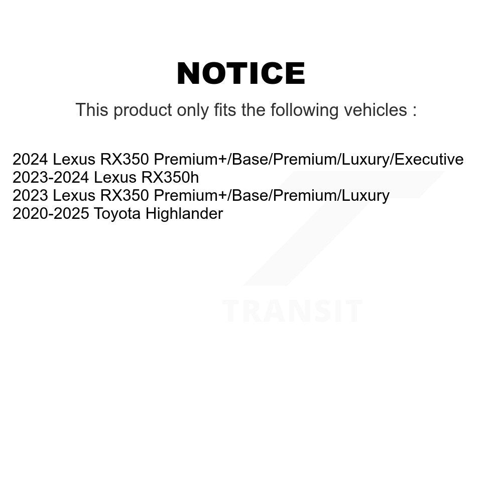 Kit de rotors de frein à disque avant et arrière, pour Toyota Highlander Lexus RX350 RX350h