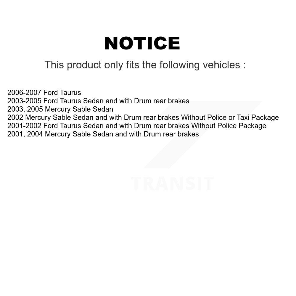 Kit de tambour de plaquettes en céramique de Rotors de frein avant et arrière (7 pièces) pour Ford Taurus Mercury Sabl