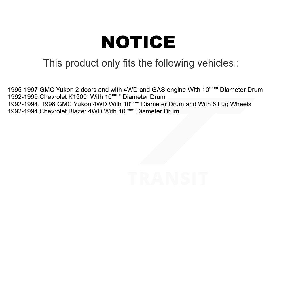 Kit de tambour à plaquettes semi-métalliques pour rotors de frein avant et arrière (7 pièces) pour Chevrolet K1500 GM