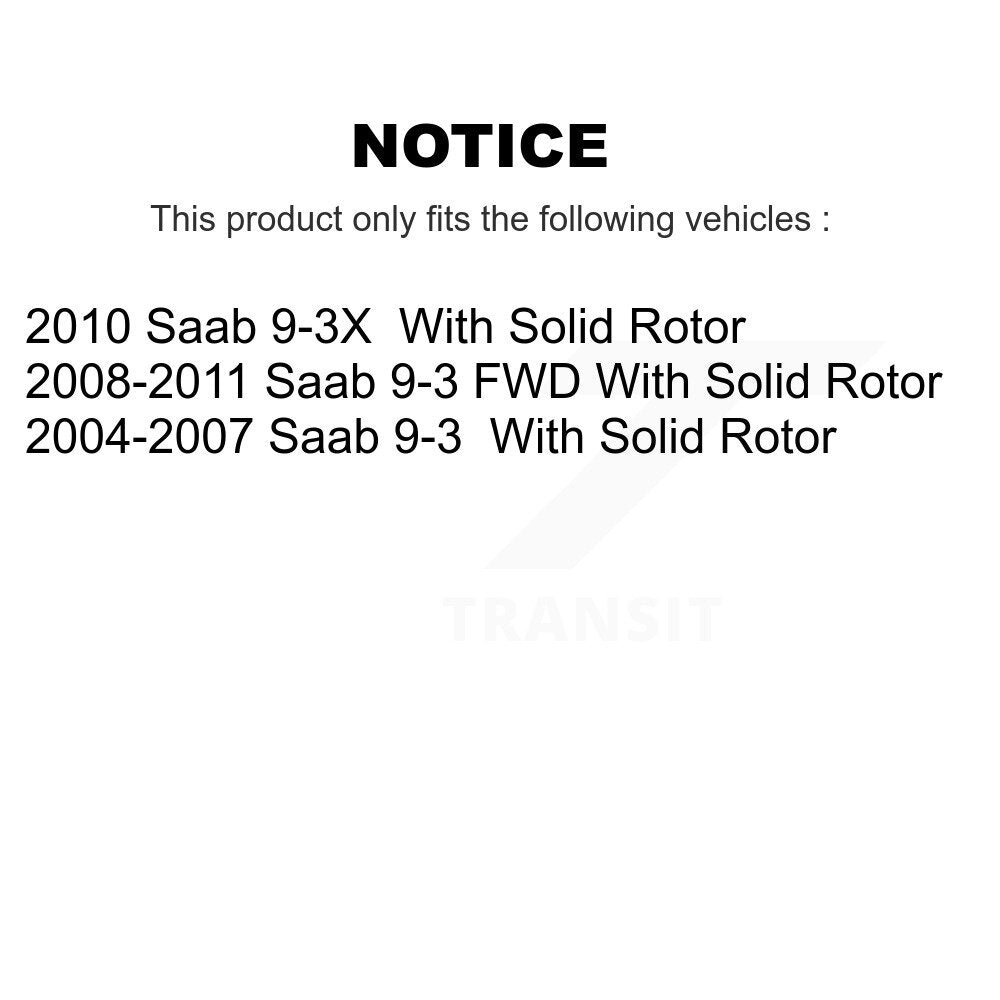 Rotor de frein à disque arrière et Kit de plaquettes semi-métalliques pour Saab 9-3 9-3X avec solide
