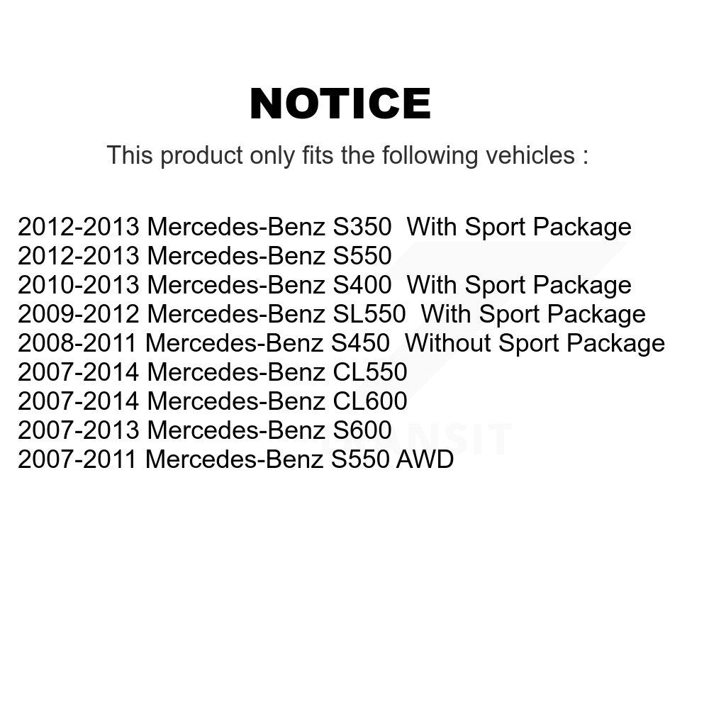 Rotors de frein arrière et Kit de plaquettes semi-métalliques pour Mercedes-Benz S550 S450 SL550 S35