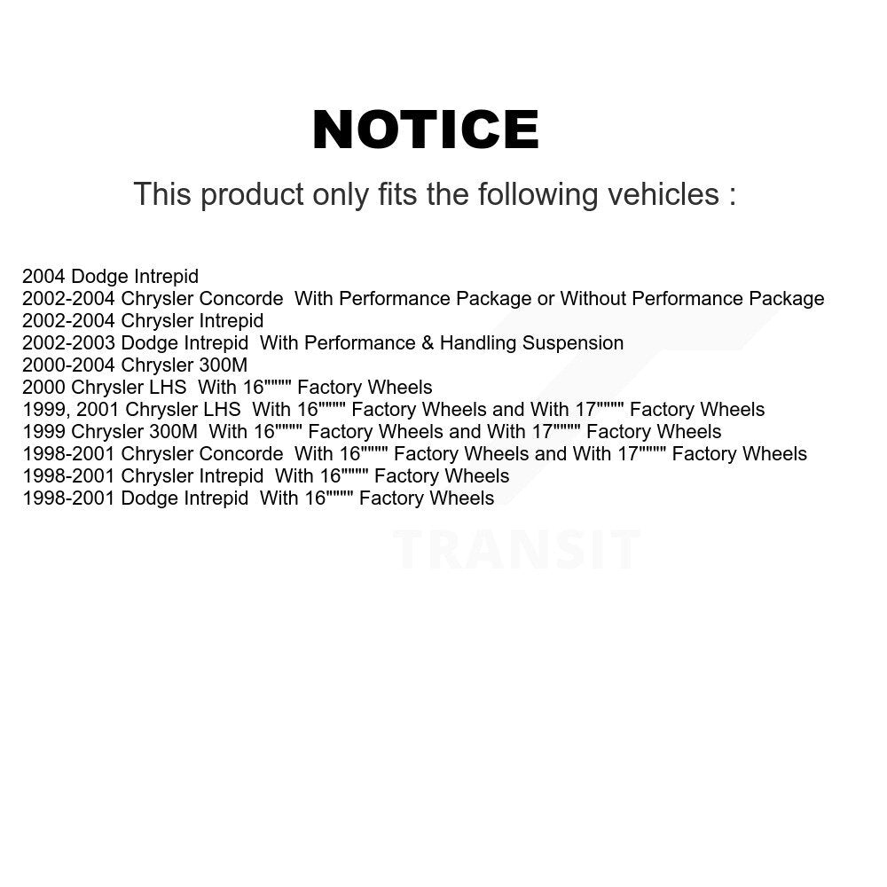 Kit de plaquettes et disques de frein semi-métalliques avant et arrière, pour Chrysler Intrepid Dodge 300