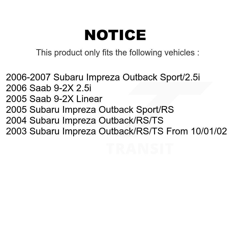 Kit de plaquettes en céramique et de rotors de frein à disque avant et arrière, pour Subaru Impreza Saab 9-2X