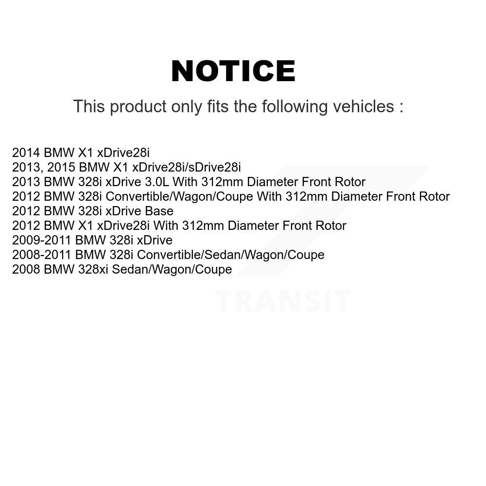 Kit de rotors de frein à disque avant et plaquettes semi-métalliques pour BMW 328i xDrive X1 328xi