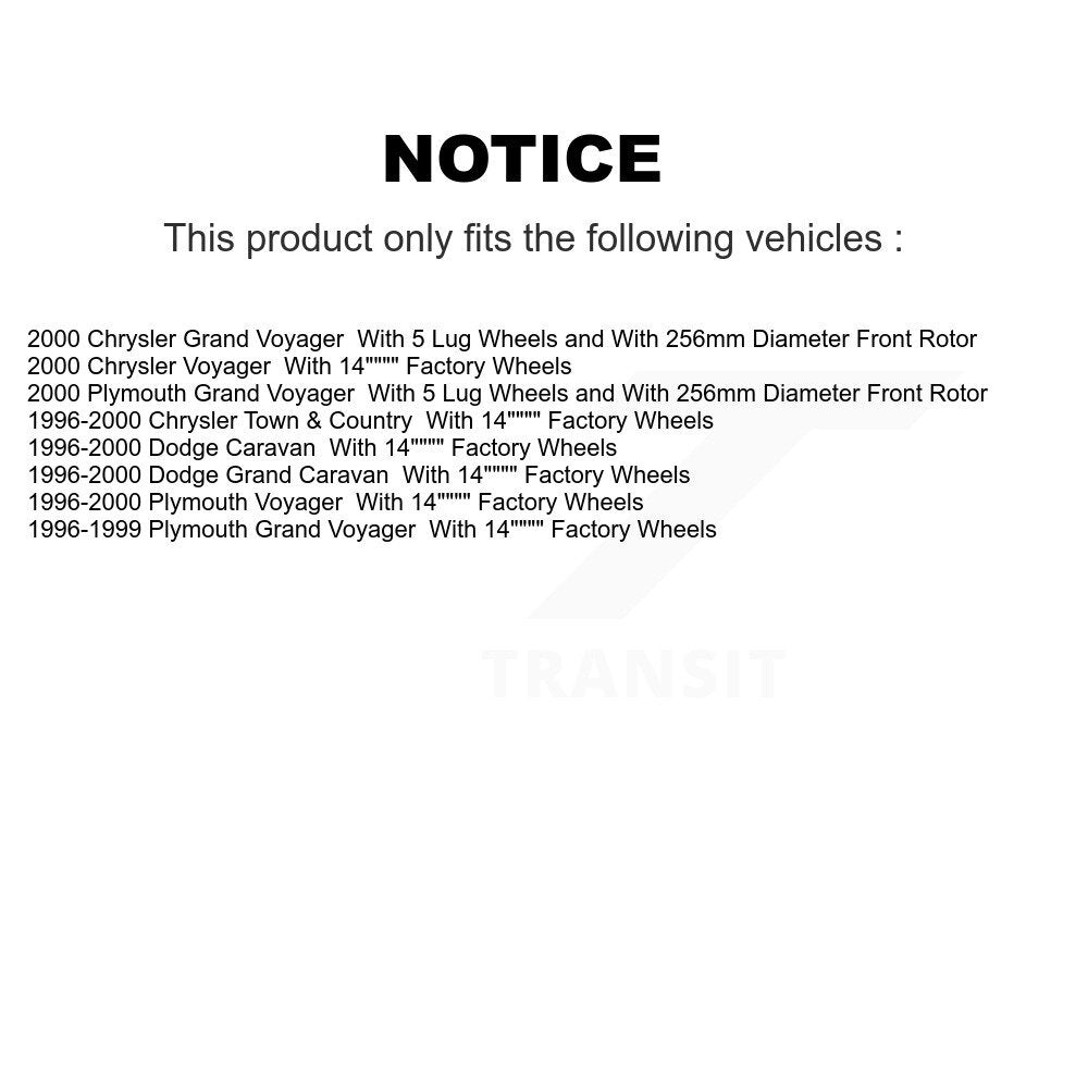 Kit de plaquettes semi-métalliques de Rotor de frein avant, pour Dodge caravane Grand Plymouth Voyage