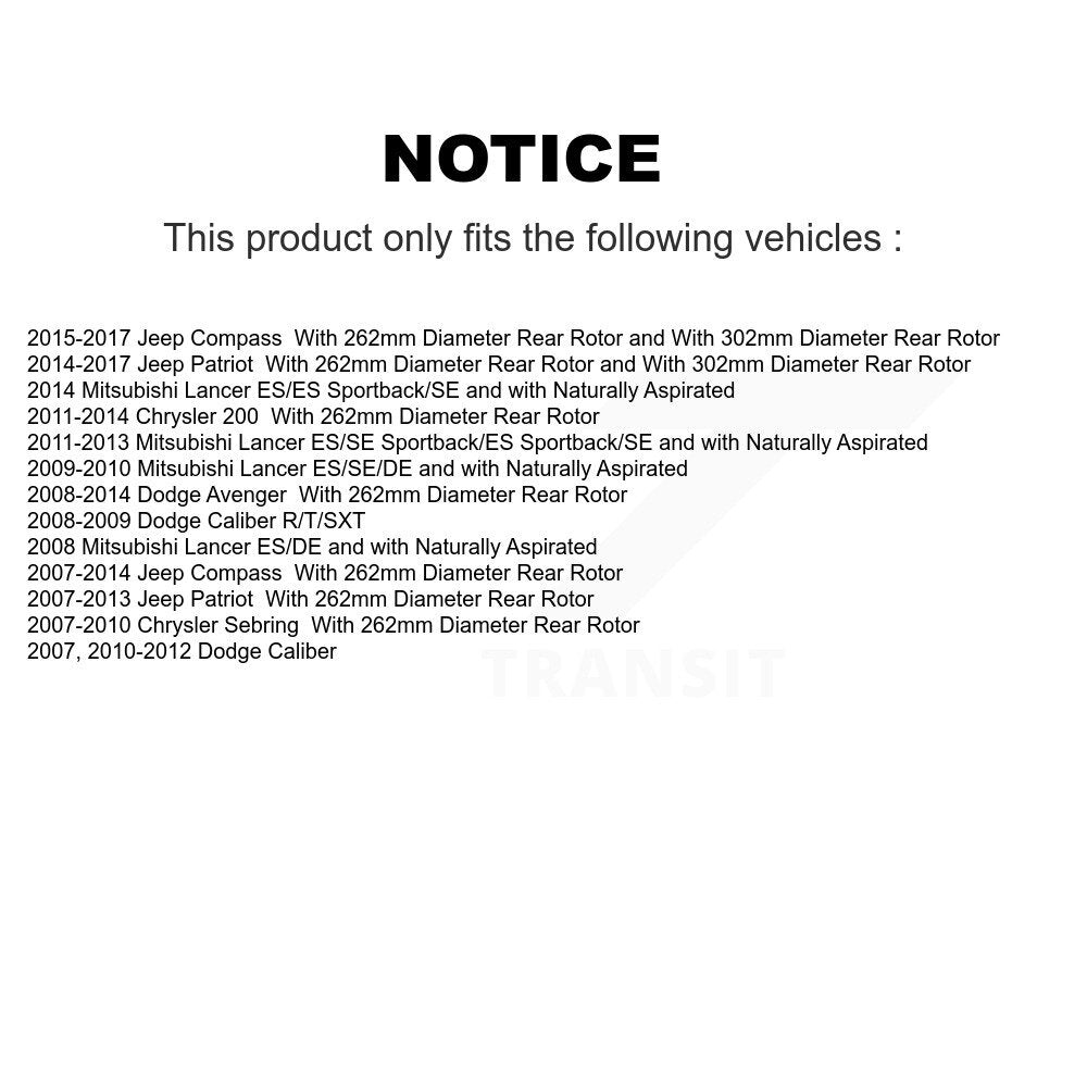 Kit de chaussures de stationnement avec plaquettes en céramique, Rotors à disque arrière, pour Jeep Patriot Dodge Chrysler