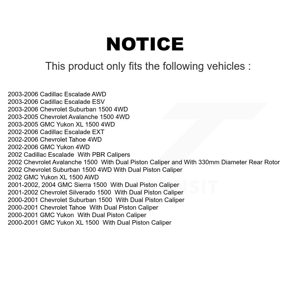 Kit de quincaillerie pour chaussures de stationnement, Rotors à disque arrière, tampons en céramique, pour Chevrolet GMC 1500