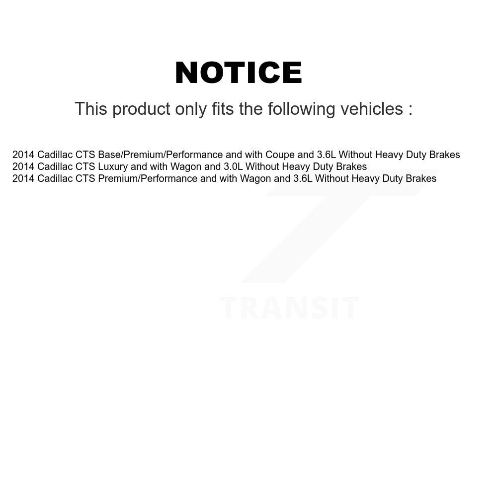 Kit de quincaillerie pour chaussures de frein de stationnement, Rotors à disque arrière, plaquettes en céramique, pour Cadillac CTS