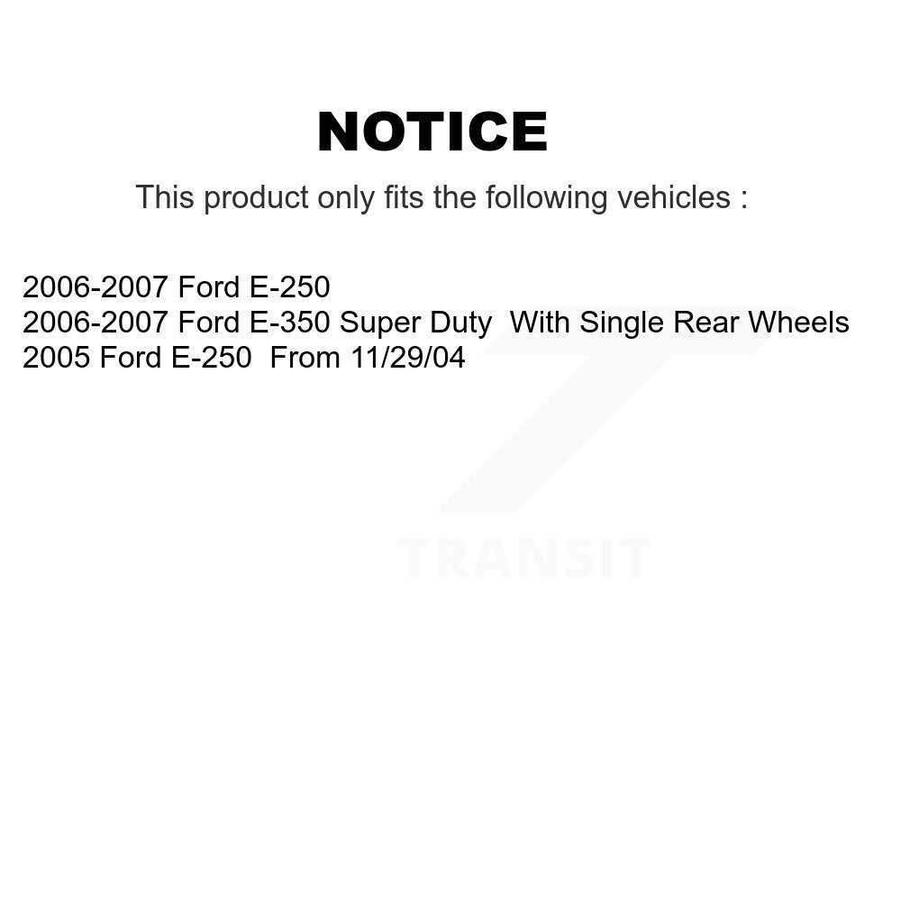 Rotors à disque arrière, patins semi-métalliques, chaussures de stationnement et Kit de quincaillerie pour Ford E-350