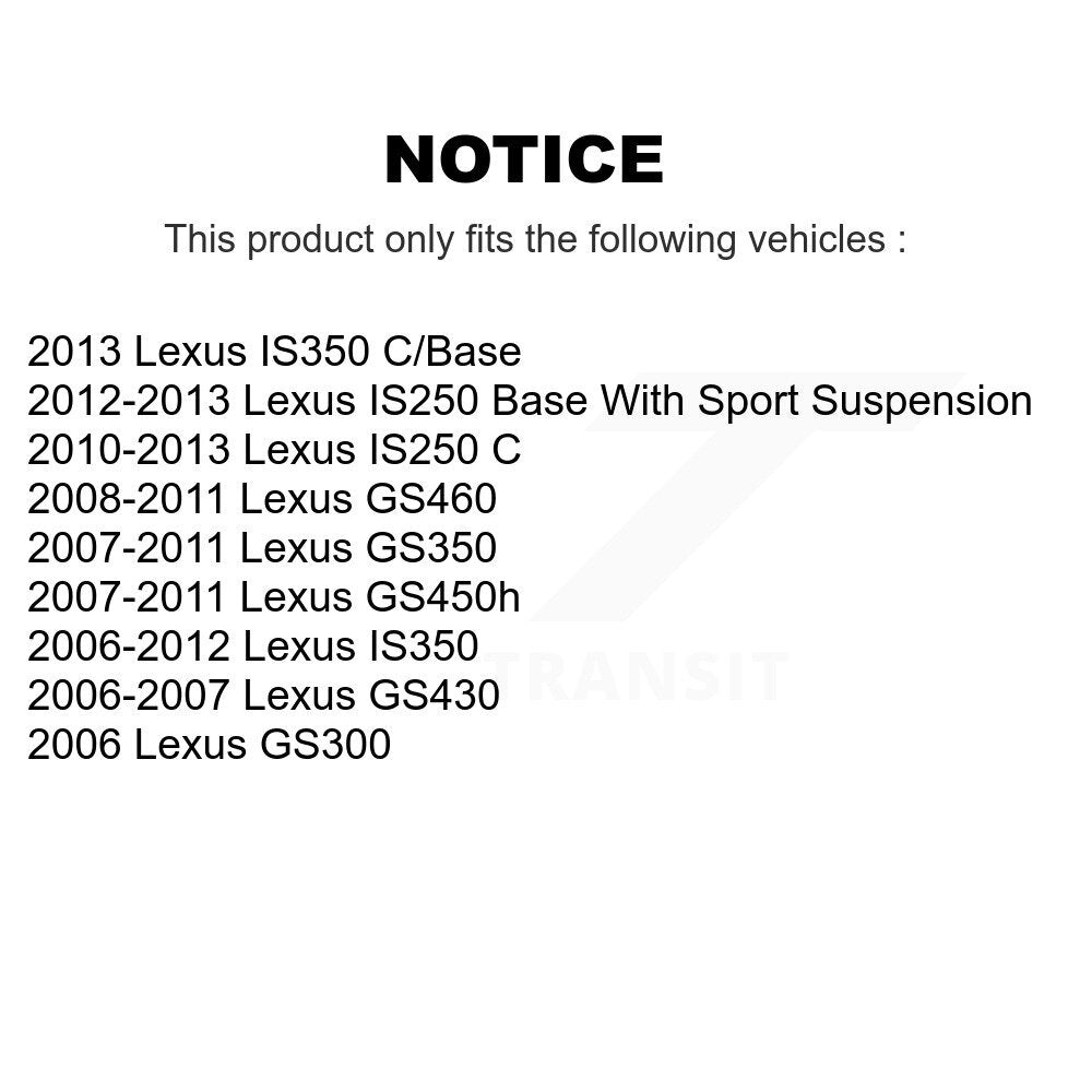 Kit de chaussures de stationnement et de matériel de stationnement, Rotors à disque arrière, coussinets en céramique pour Lexus IS250 IS35