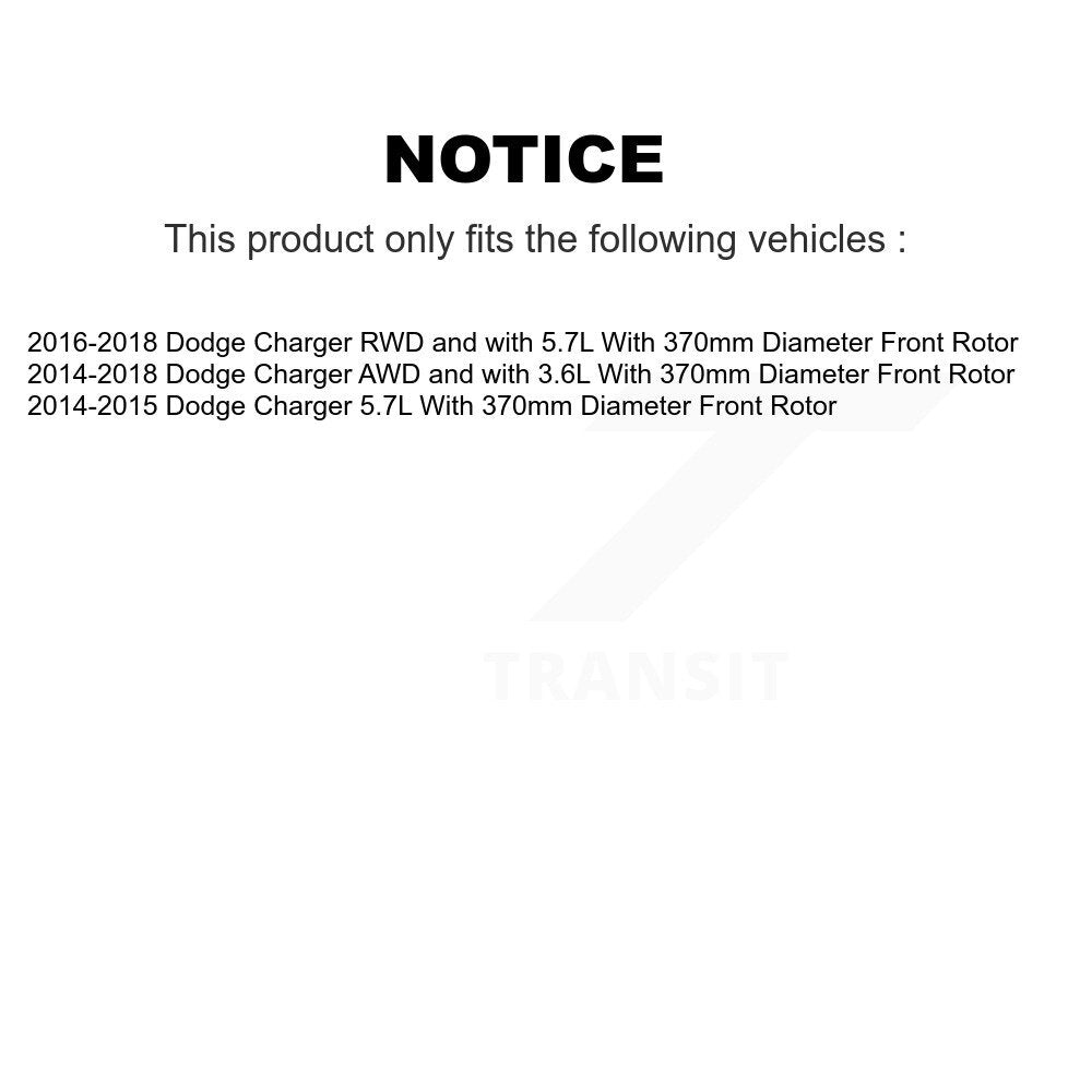 Kit de rotors de frein à disque avant et de plaquettes en céramique pour Dodge Charger K8C-100071