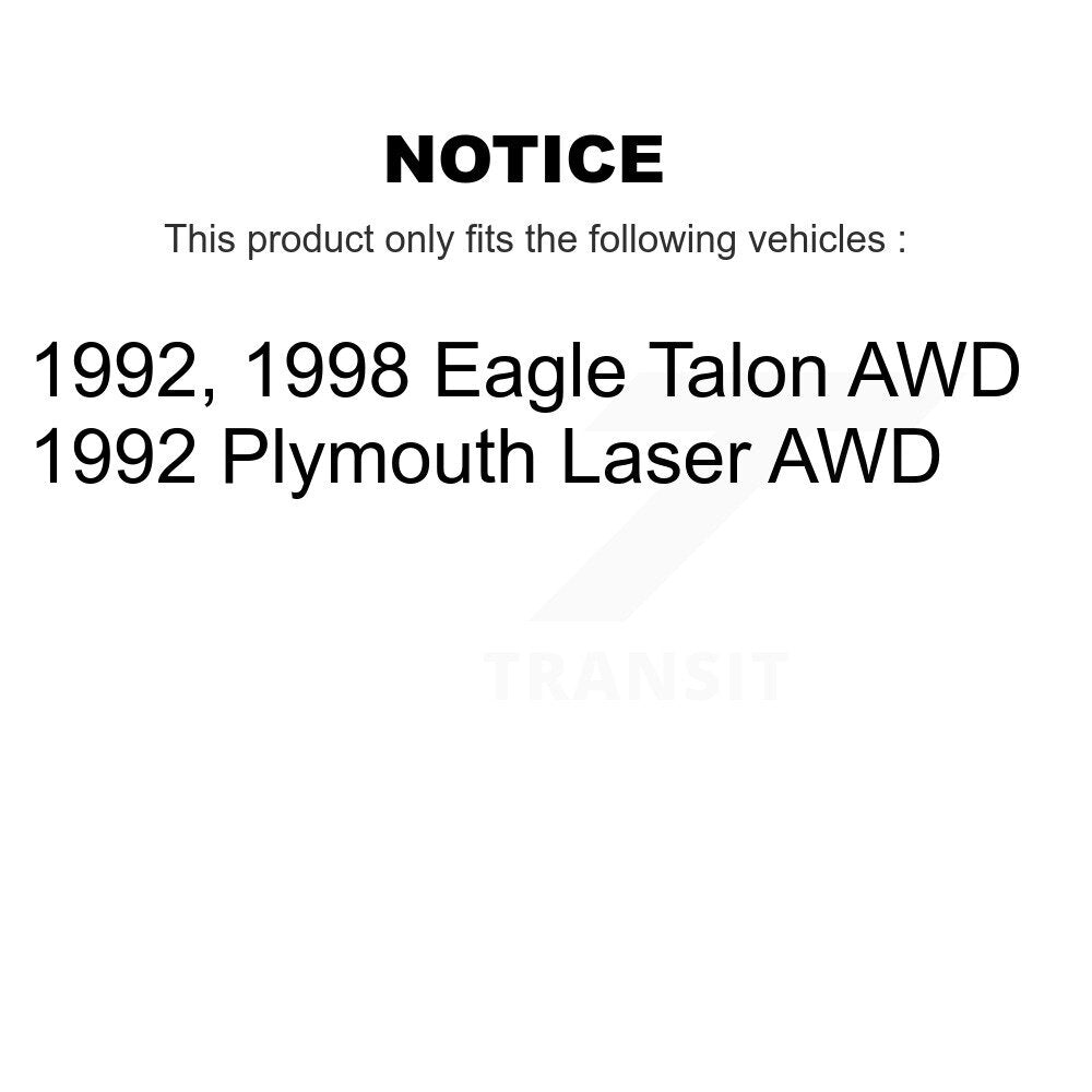 Kit de rotors de frein à disque avant et plaquettes en céramique pour Eagle Talon Plymouth Laser AWD