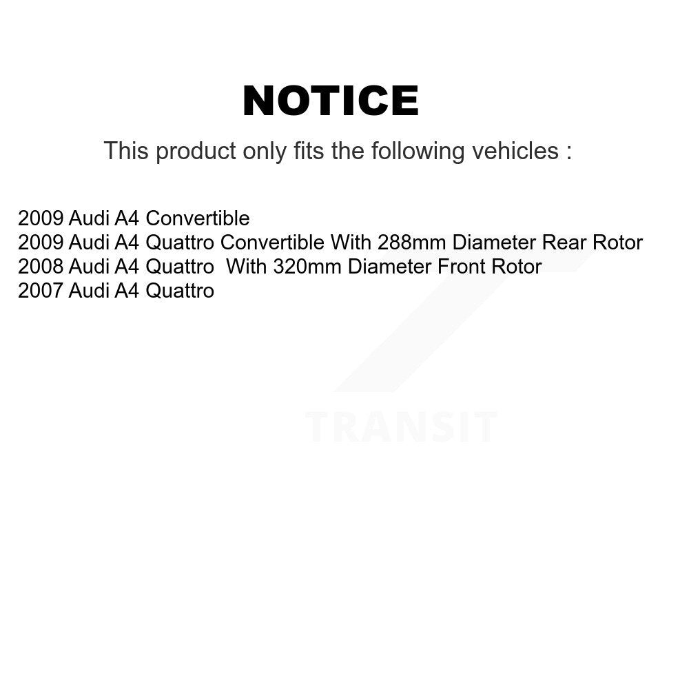 Kit de rotors de frein à disque avant et arrière et plaquettes en céramique pour Audi A4 Quattro K8C-10106