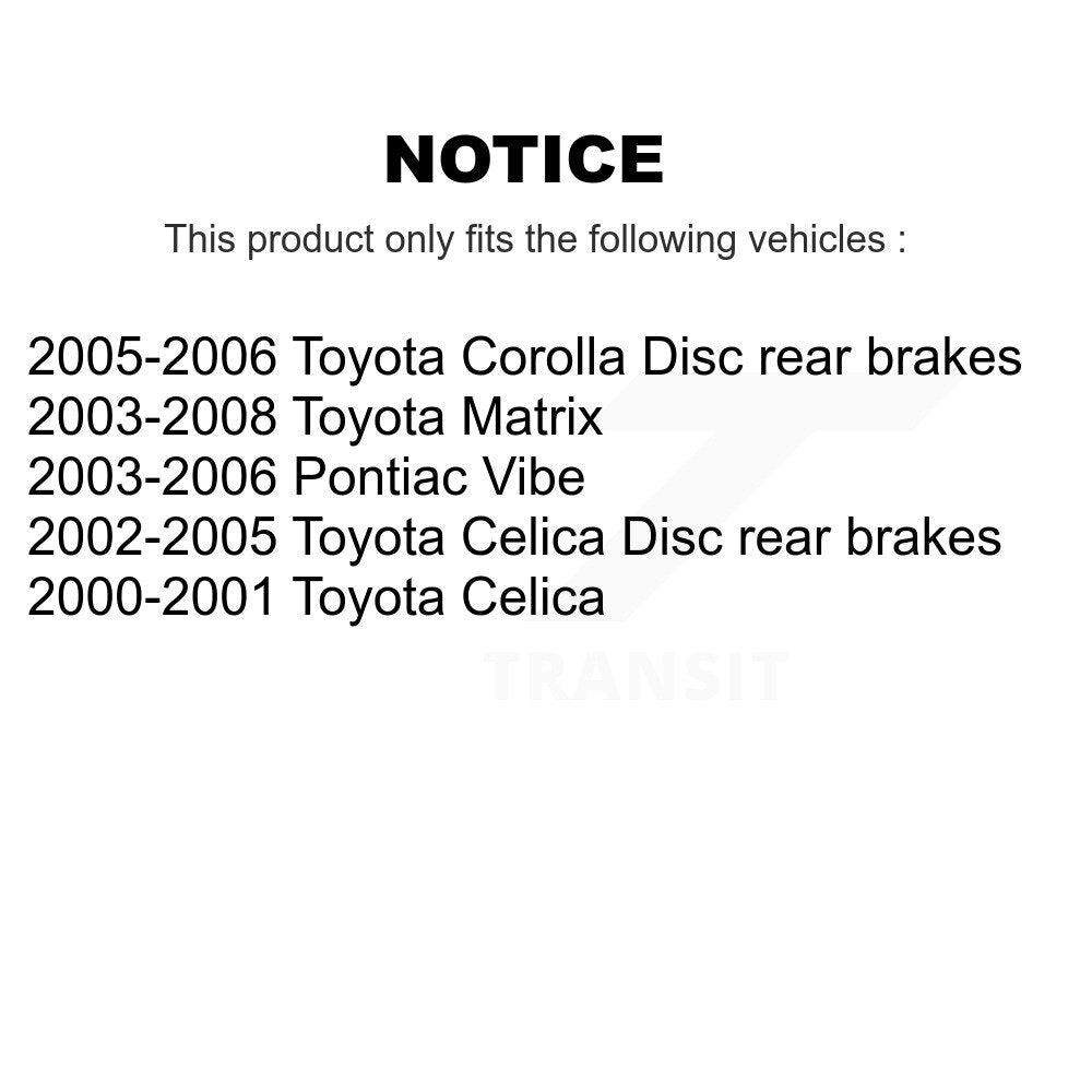 Kit de rotor de frein arrière et de plaquettes en céramique, pour Toyota Matrix Corolla Pontiac Vibe Celic