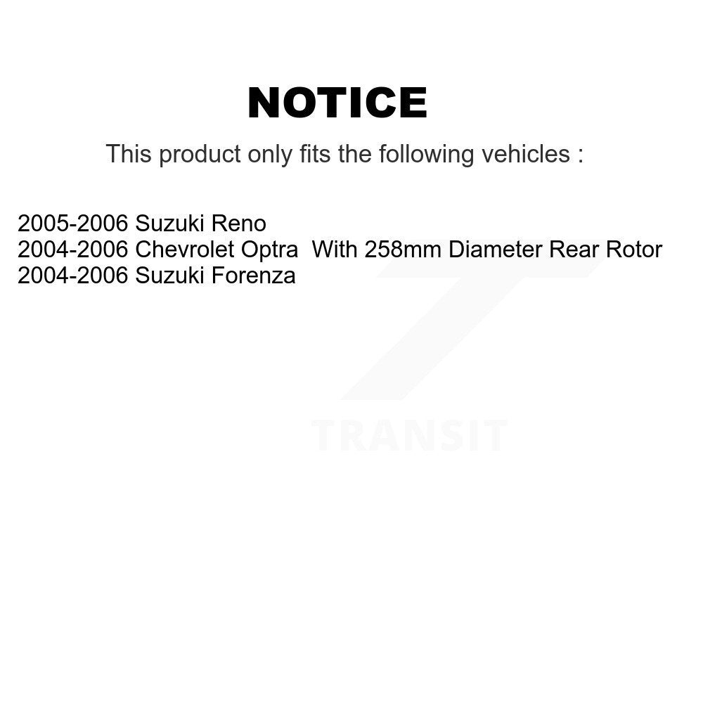 Rotors de frein à disque arrière et Kit de plaquettes en céramique pour Chevrolet Optra Suzuki Forenza Ren