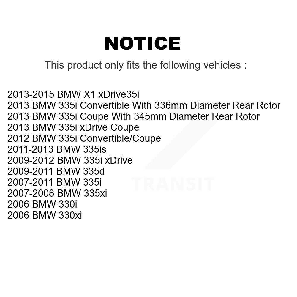Kit de plaquettes en céramique et de chaussures de stationnement pour disques arrière, Rotors, pour BMW X1 335i xDrive 335x