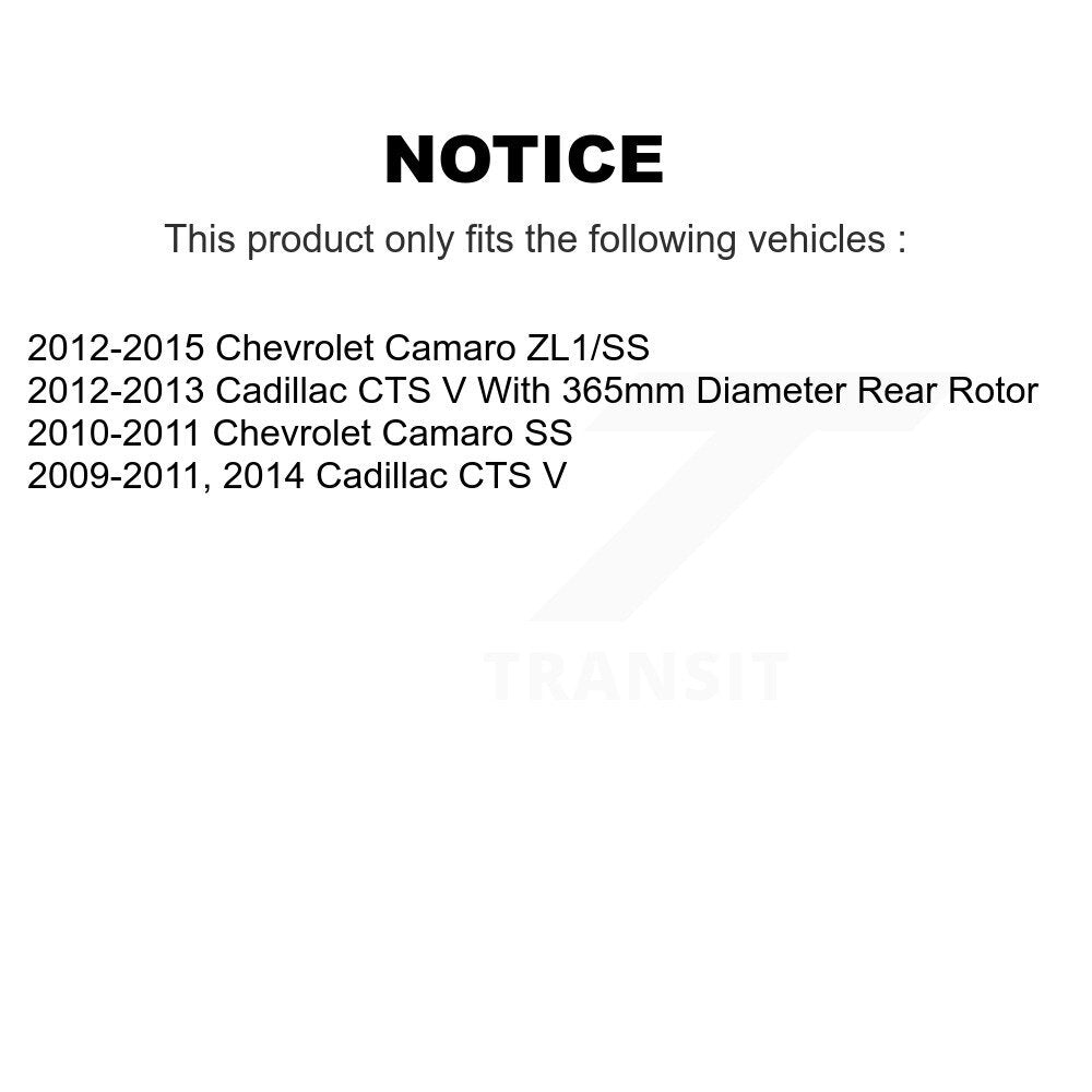 Kit de plaquettes en céramique et de chaussures de stationnement, Rotors à disque arrière, pour Chevrolet Camaro Cadillac