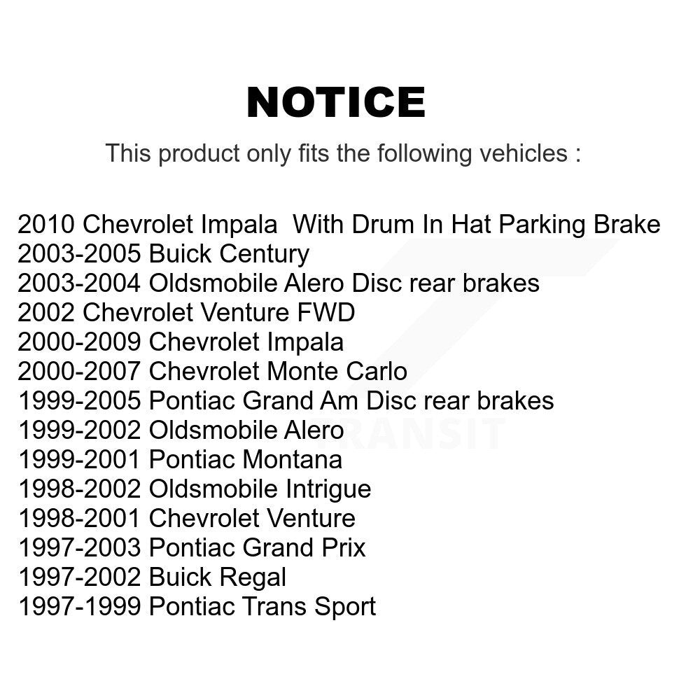 Kit de chaussures de stationnement avec plaquettes en céramique, Rotors à disque arrière, pour Chevrolet Impala Pontiac Am