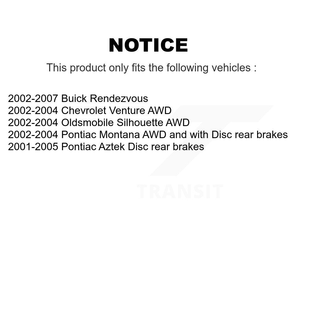 Kit de plaquettes en céramique et de chaussures de stationnement pour Rotors à disque arrière, pour Buick rendez-vous Pontia