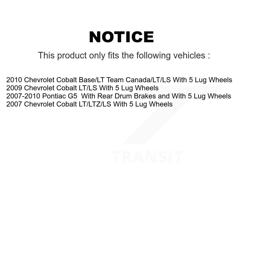 Kit de rotor de frein à disque avant et de plaquettes semi-métalliques pour Chevrolet Cobalt Pontiac G