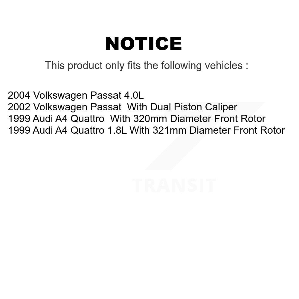 Rotors de frein avant et Kit de plaquettes semi-métalliques pour Volkswagen Passat Audi A4 Quattr