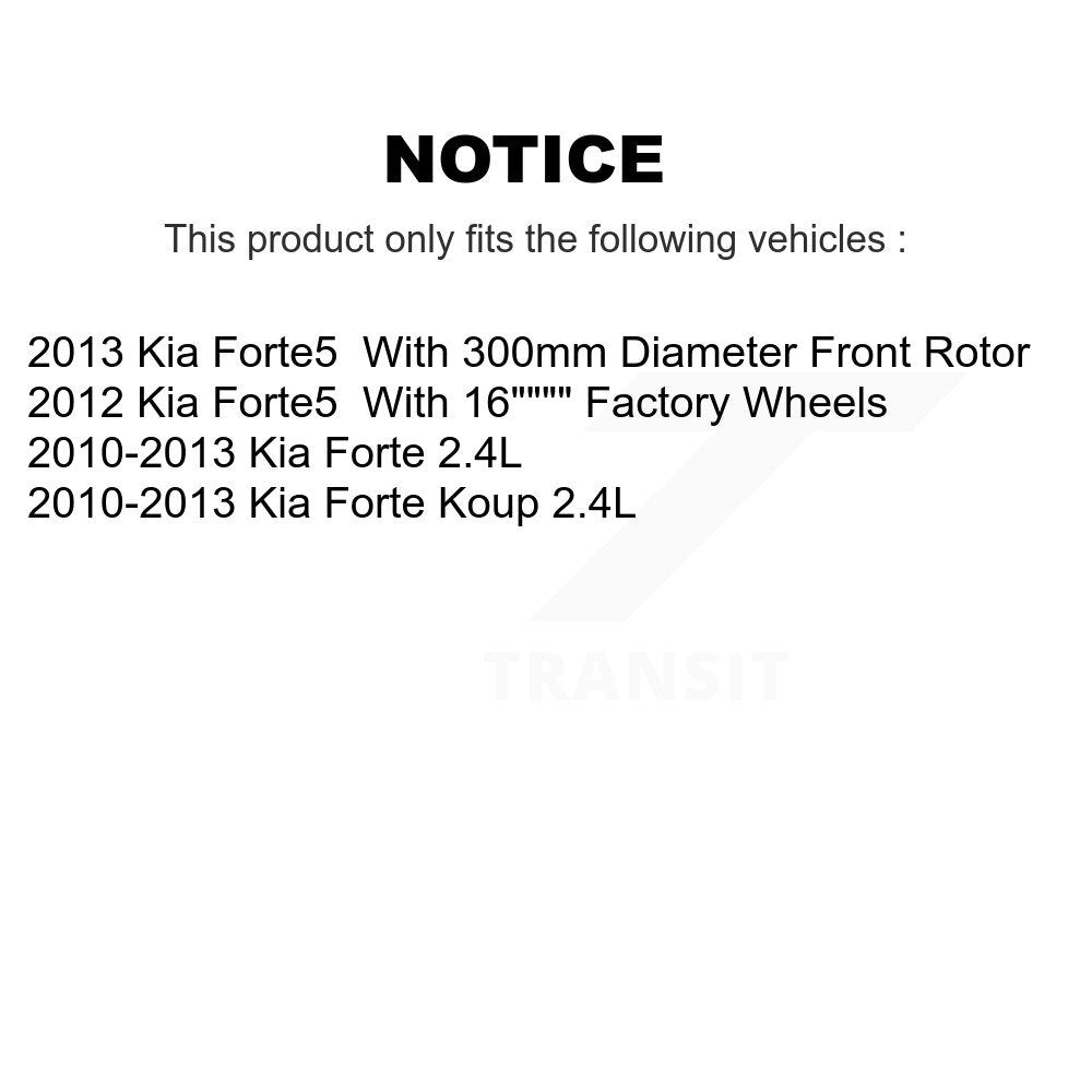 Kit de rotors de frein à disque avant et plaquettes semi-métalliques pour Kia Forte Koup Forte5