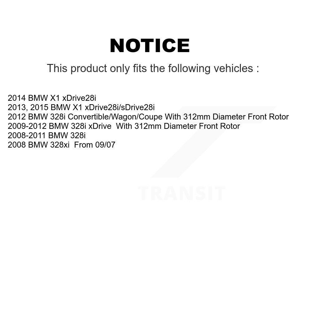 Kit de rotors de frein à disque avant et plaquettes semi-métalliques pour BMW 328i xDrive X1 328xi