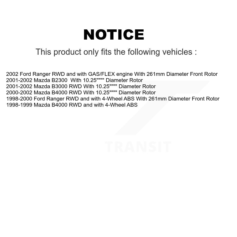 Kit de plaquettes de frein semi-métalliques pour Rotors de frein avant, pour Ford Ranger Mazda B4000 B3000 B230