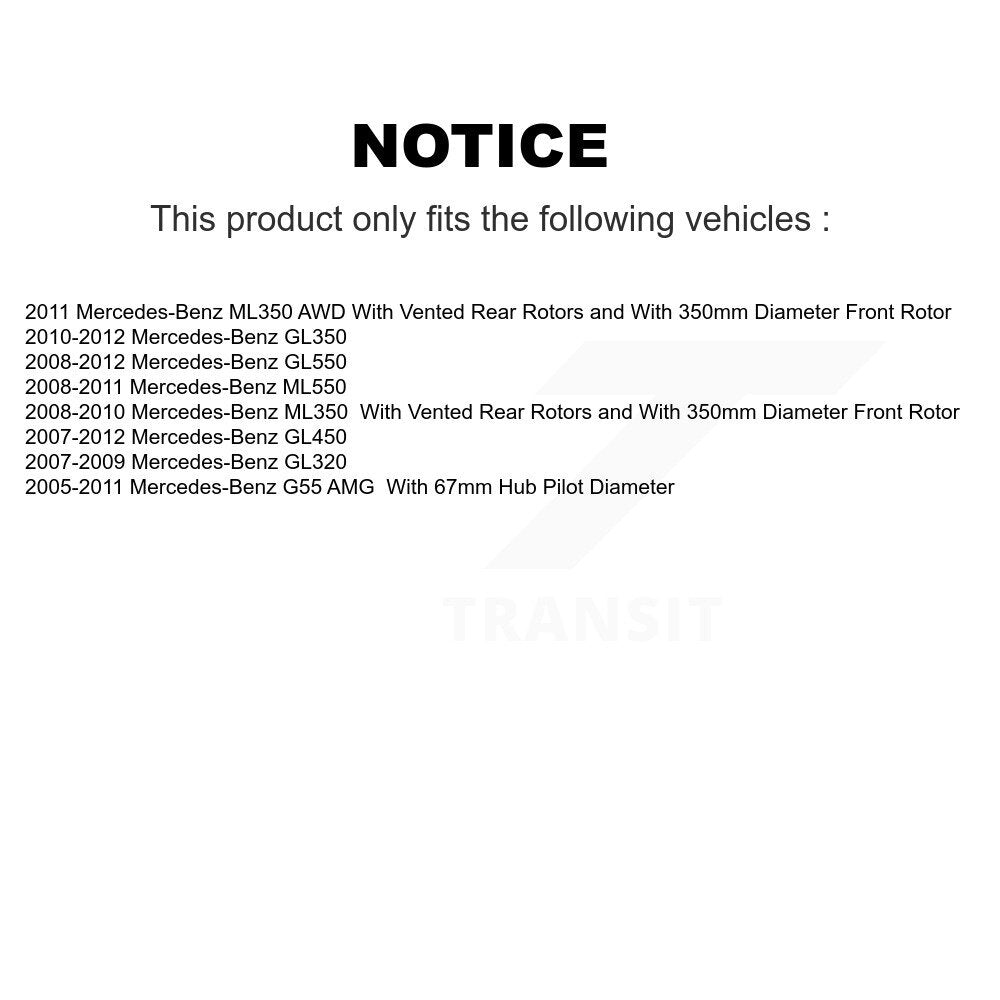 Kit de plaquettes semi-métalliques de Rotor de frein avant et arrière, pour Mercedes-Benz ML350 GL350 GL32